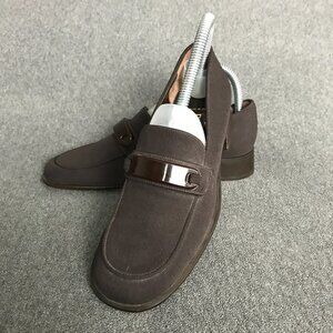 Paloma Made In Italy Women's 6.5B Brown Canvas Slip On Square Toe Pump Loafers